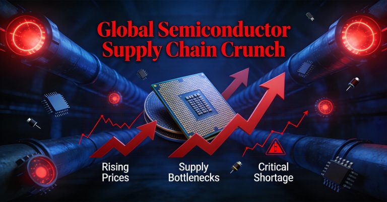 Global semiconductor supply chain crunch with rising prices and supply bottlenecks